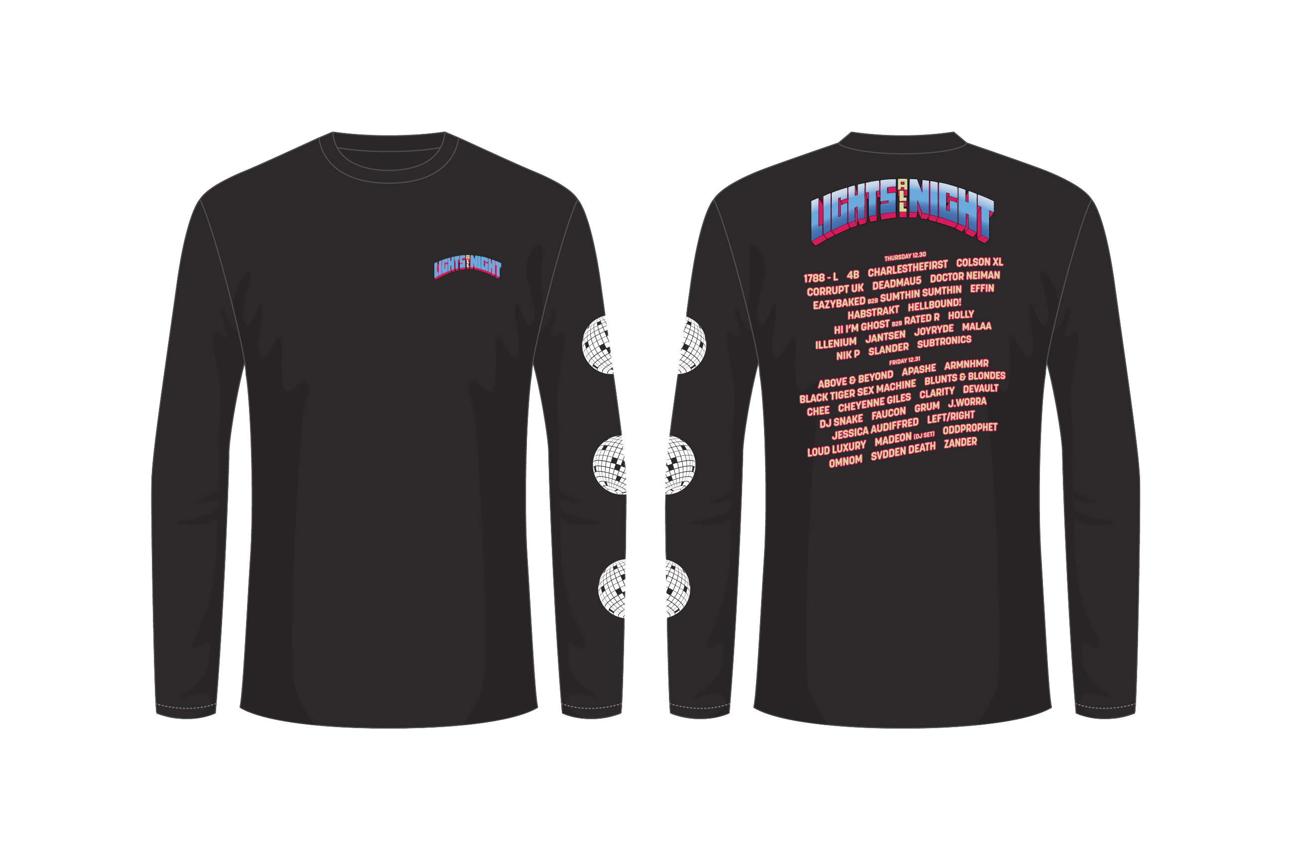 Lights All Night 2021 Lineup Long Sleeve Shirt DDP Merch