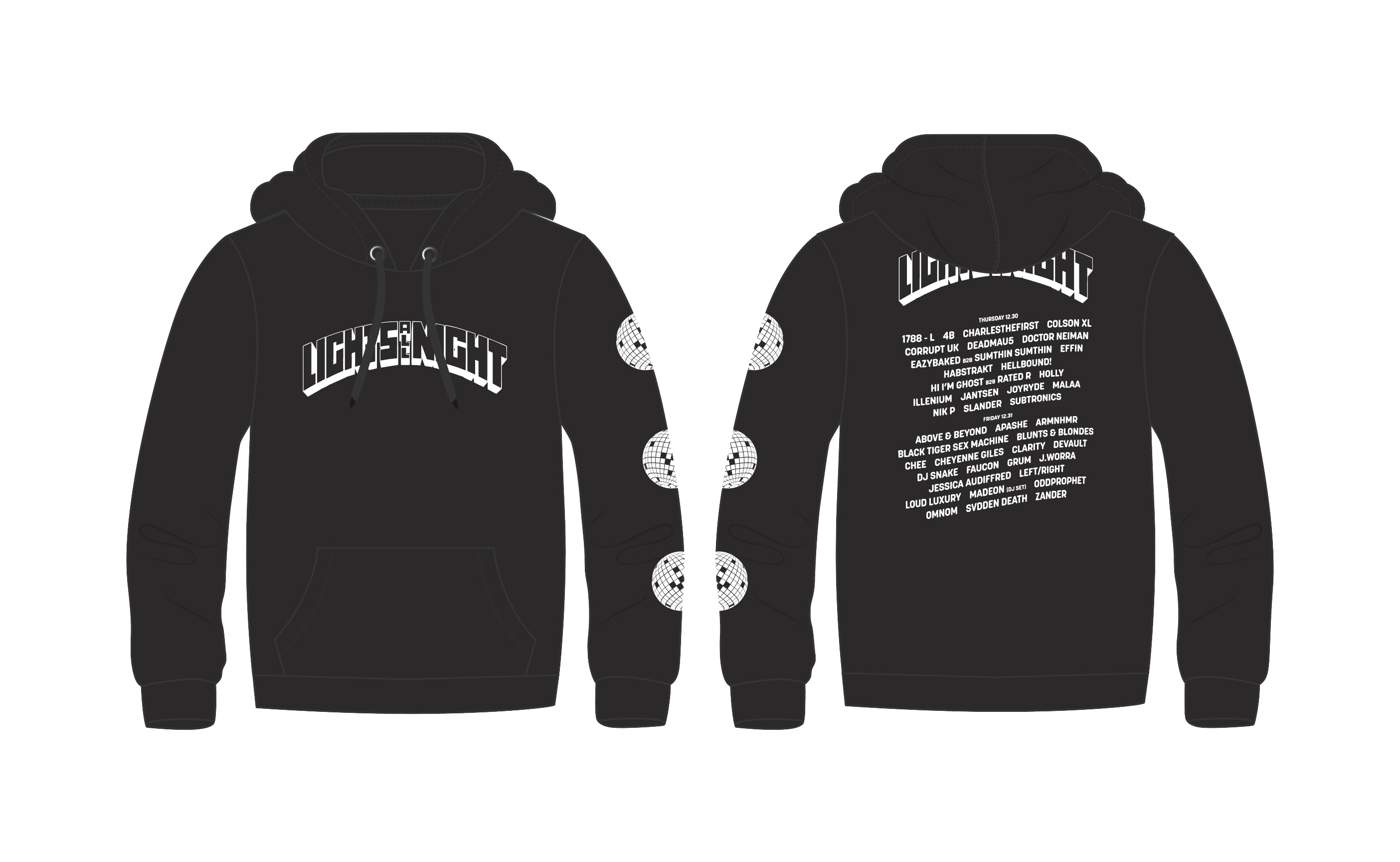 Lights All Night 2021 Lineup Hoodie DDP Merch